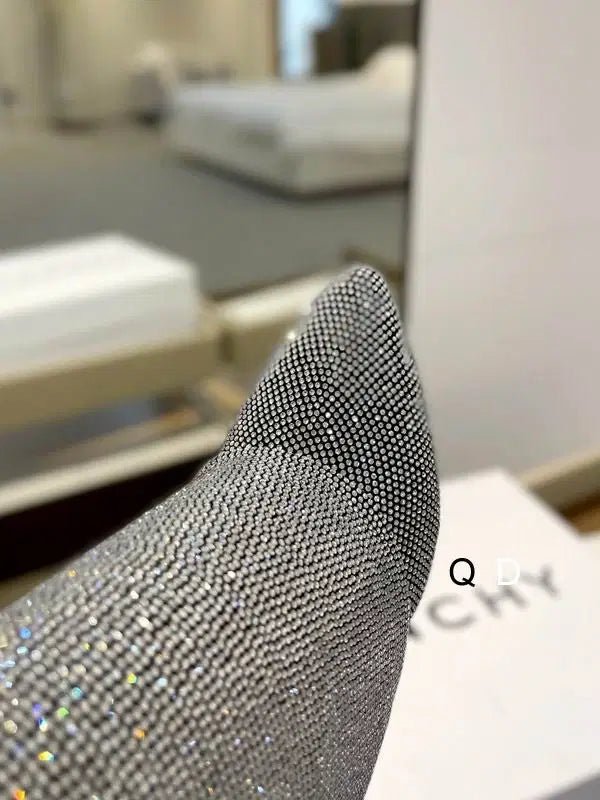 Knee-High Crystal Embellished Boots