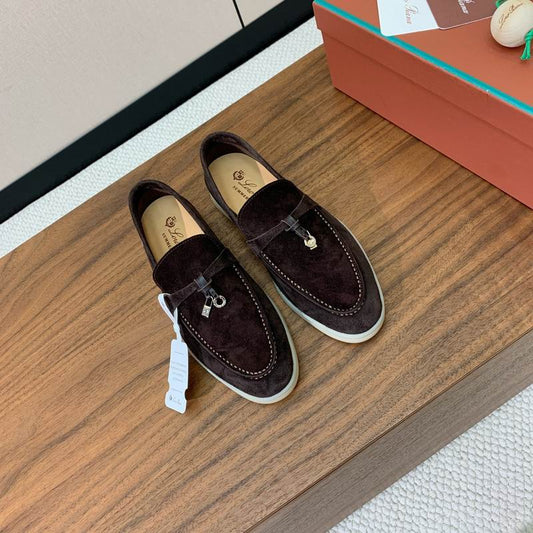 Mocassins en daim marron chocolat