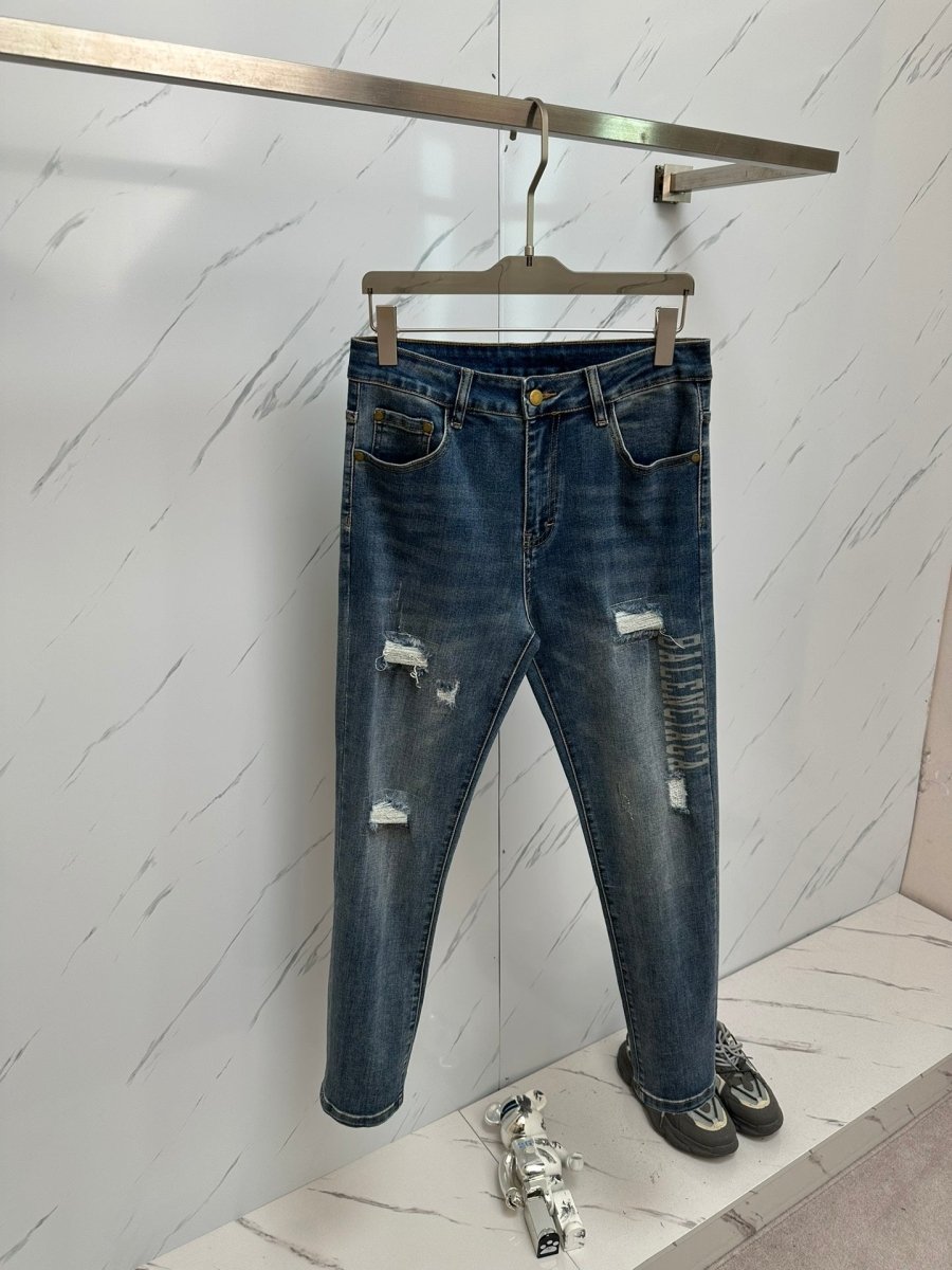 Jeans en denim délavé de marque pour hommes