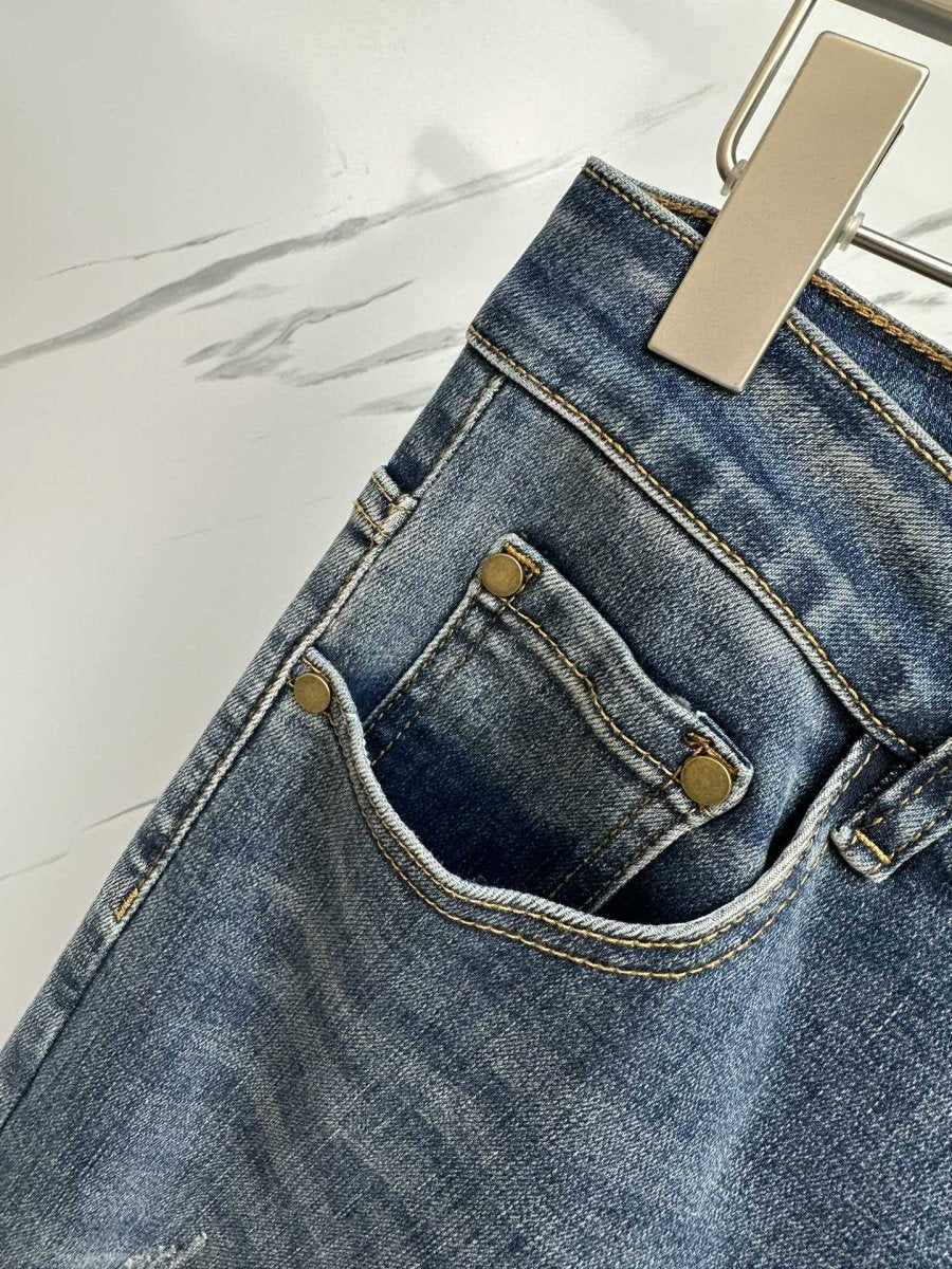Jeans en denim délavé de marque pour hommes