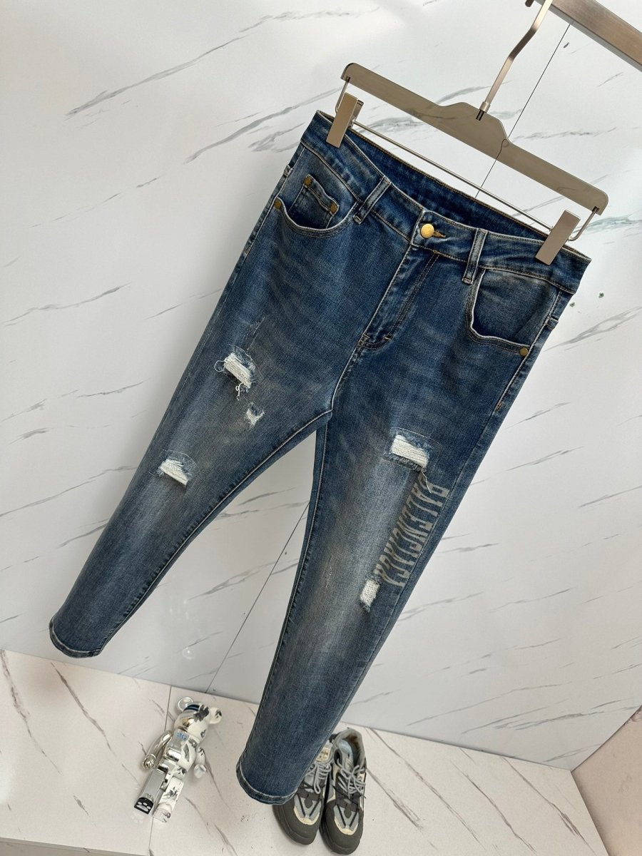 Jeans en denim délavé de marque pour hommes