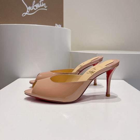 Mules à talons hauts couleur chair à bout ouvert