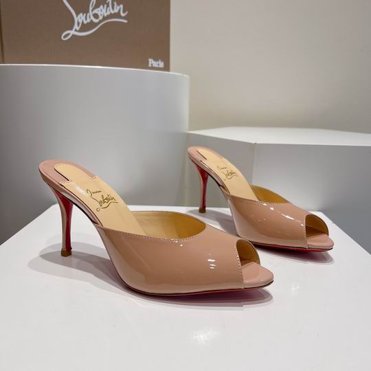 Mules à talons hauts couleur chair à bout ouvert