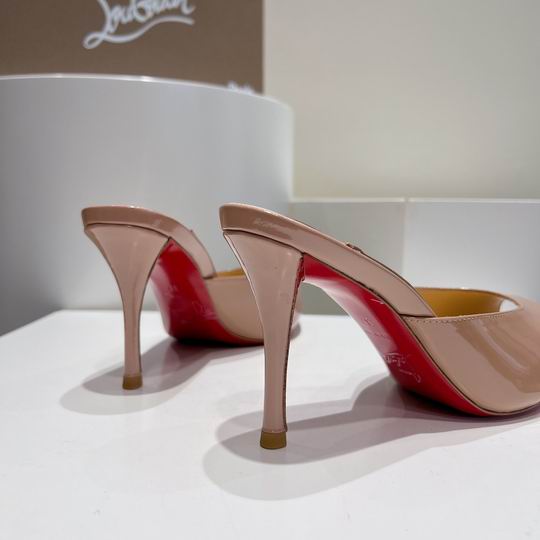 Mules à talons hauts couleur chair à bout ouvert