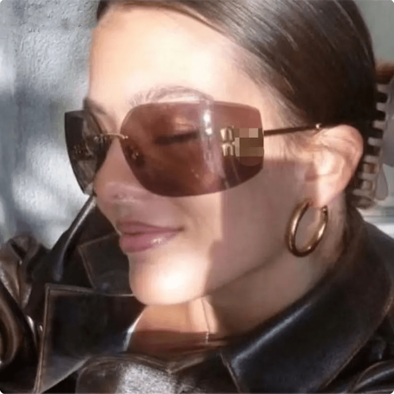 Rimless Gold-Tone Shield Sunglasses