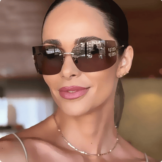 Rimless Gold-Tone Shield Sunglasses