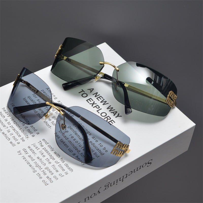 Rimless Gold-Tone Shield Sunglasses