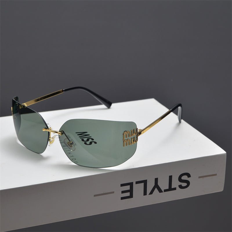Rimless Gold-Tone Shield Sunglasses