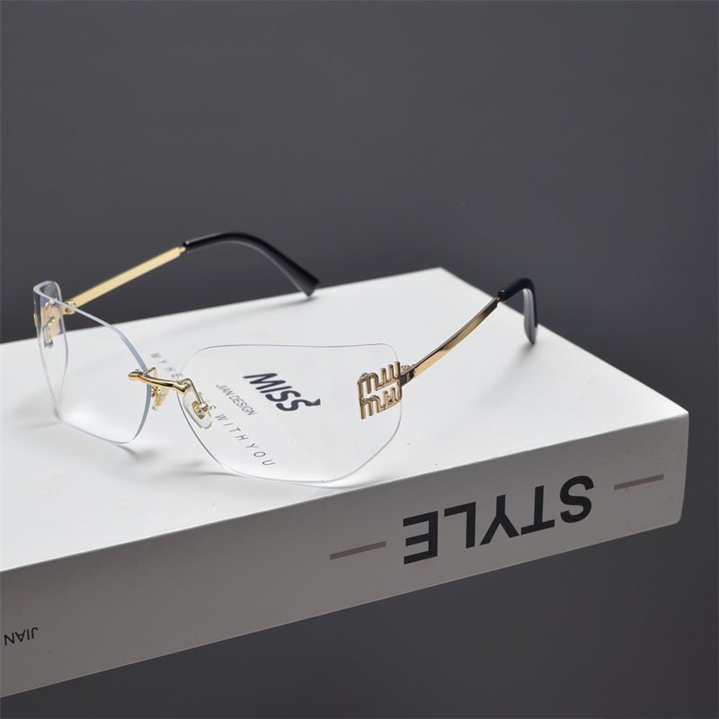 Rimless Gold-Tone Shield Sunglasses