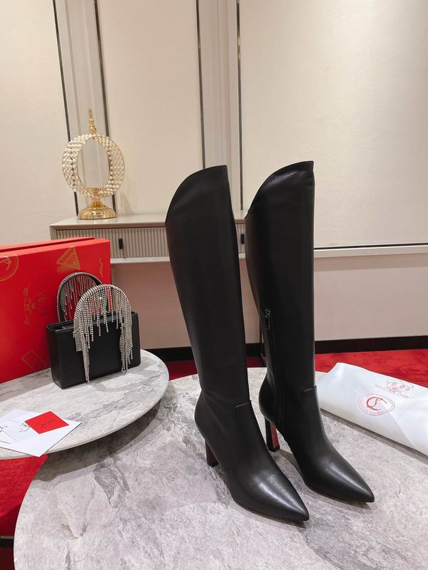 Bottes hautes en cuir noir pour femmes