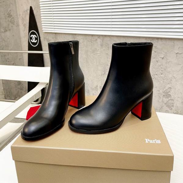 Bottines à talon bloc et semelle rouge pour femmes